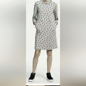 Boden 10R Luvia Sweatshirt Dress Grey with Black Polkadots